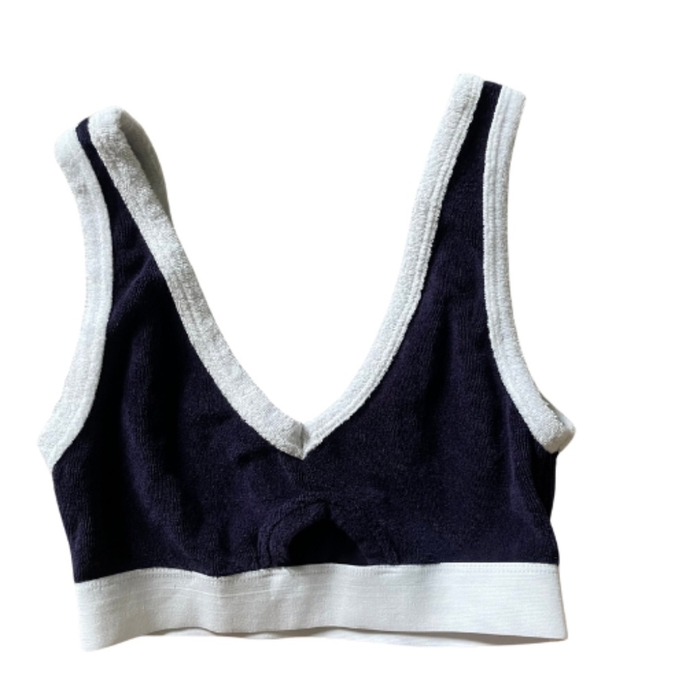 Zara Navy Blue and White Bralette Top